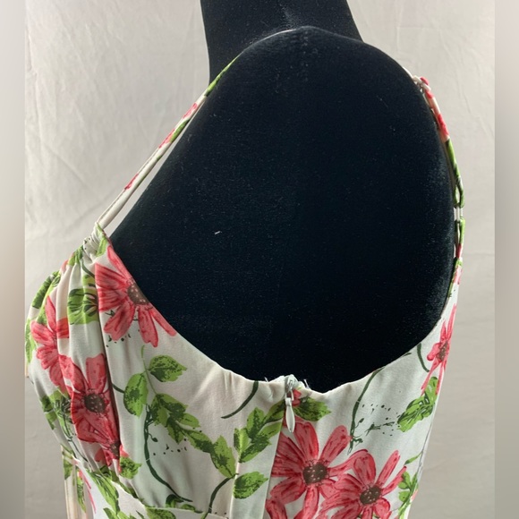 Boho Floral Print Ruched Bust Knot Front Dress 50% OFF - Picture 7 of 11